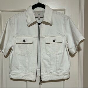 Lafayette 148 New York White Cropped Jean Jacket